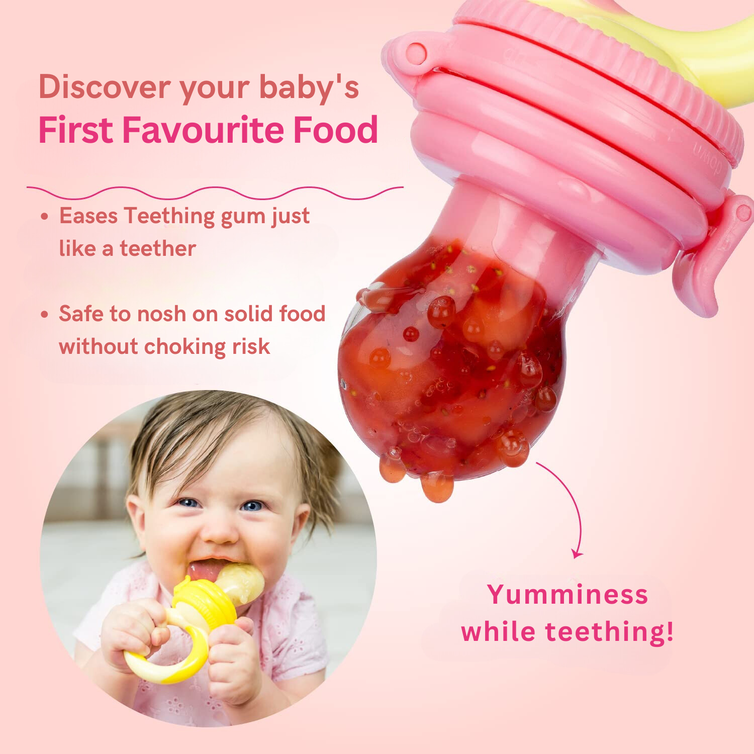 Baby Food/Fruit Feeder (Pink Yellow Set) NatureBond All